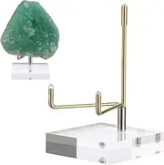 Hipiwe Clear Acrylic Display Stand Holder with Adjustable Metal Arms Display Easel Stands for Gemstones Fossils Minerals Agate Slabs Plates Crystals Saucers Collectibles, 2.4x2.4x4.1 inch