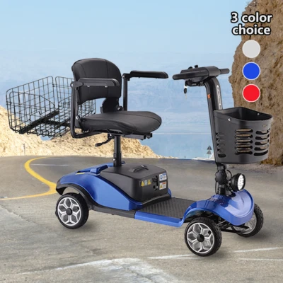 4 Wheel Electric Mobility Scooter Motorised Power Portable Folding w/ 2 Basket