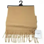 NWT Hickey Freeman New York 100% Cashmere Scarf Camel Fringe Warm Winter $179