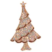 Christmas Tree Brooch Gold Tone with Iridescent Crystals