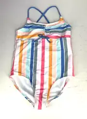 Wonder Nation Girls XS Multicolor Pin Striped 1 Piece Swimsuit New With Tag