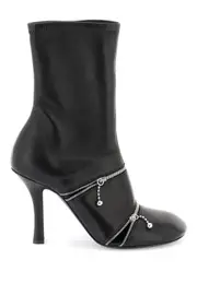 [BURBERRY] BURBERRY leather peep ankle boots 36 Black