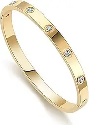 [My Daily Styles] Stainless Steel Womens Hinged CZ Bangle Bracelet Size 7 Inches