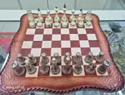 Chess Set and Backgammon Old Nomads Style Board Gift Idea Handmade