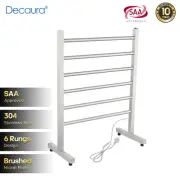 Decaura Electric Heated Towel Rail Free standing 6 Rungs Towel Racks Nickel