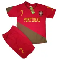 在飛比找蝦皮購物優惠-兒童足球球衣套裝 PORTUGAL 兒童 T 恤套裝男童 T