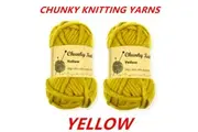 10 x Yellow 60g Soft Chunky Knitting Yarn Roving Wool Crocheting Sweater Cotton Acrylic