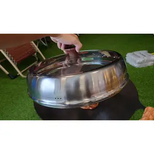PETROMEX及其它品整烤盤能配用 加高寬透明鐵板燒透氣鍋蓋-玻璃晶透版/ 38CM大 加高寬透明鐵板燒透氣鍋蓋