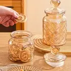 Transparent Glass Sealed Jar with Shape Lid Food Storage Container Coffee Bean