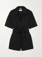 [Rivet Utility] Rivet Utility - Influencer Belted Linen Playsuit - Black - large large Black