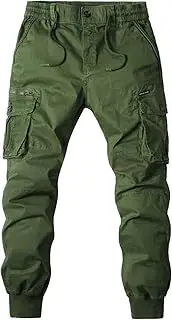 [Generic] Mens Joggers Cargo Pants Drawstring Elastic Waist Baggy Sweatpants Lightweight Stretch Tapered Trousers with Pockets