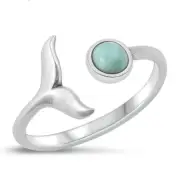 Whale mermaid tail sterling silver toe rings