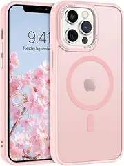 DOMAVER for iPhone 12 Pro Max/13 Pro Max Case Pink, Magnetic iPhone 12 Pro Max Case Compatible with MagSafe, Matte Translucent Slim Skin-Touch Case for iPhone 13 Pro Max for Girls Women, Pink