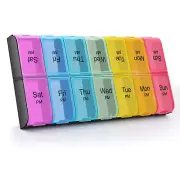 7 Day Weekly Pill AM PM Organizer Large Pill Case Pill Box 14 Grids Portable Box