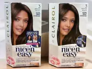 Lot If 2 CLAIROL ~ Nice 'N Easy ~ Permanent ~ #3 Brown Black Hair Color