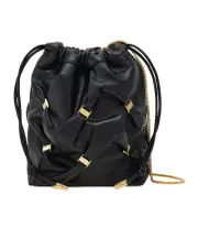Ferragamo Logo Plaque Mini Drawstring Bucket Bag One size black