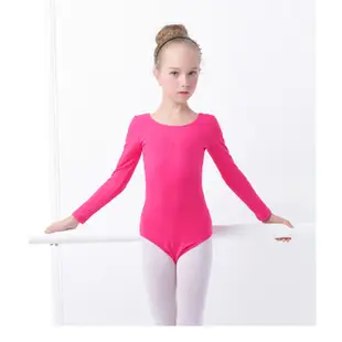 兒童舞蹈服長袖春秋女童連體芭蕾舞服裝練功服純棉形體衣考級服閉襠