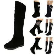 Elasticity Insert Warm Knee Long Boots Boots Cotton Winter Female Ladies Heel