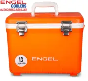 ENGEL 13QT Leak-Proof, Air Tight, Hard Sided Cooler / Lunchbox Hi -Vis Orange