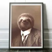 Gentleman Sloth with Tall Collar- Poster Canvas Artwork