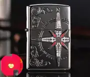 Stunning Rare Black Ice Crystal Encrusted Compass Zippo Lighter