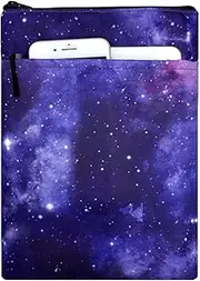 Wanty Zipper Book Sleeves, Travel Waterproof Book Protector Pouch for Paperbacks & Hardcover Books, Washable Book Covers Bags Carry Case with Front Pocket for Book Lovers (Purple, 11inch x 8.26inch)