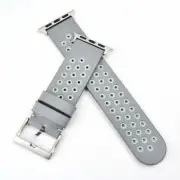 Genuine Leather Smart Watch Band for Apple Watch Gray Perforated Strap 42mm