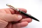 Roller Pen Merminnes 925 Solid Silver & Black Lacquer Parker Type Blue Refill