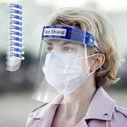 AIZHIWENG Face Shield for Protection with Glasses Reusable Clear Mask 10 PCS Anti-Fog No Installation Required with Comfortable Sponge and Elastic Band for Women Men, Blue