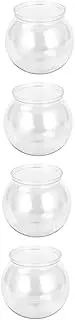 BESPORTBLE 4Pcs Transparent Desktop Fish Tanks Mini Round Goldfish Bowls for Home Office Decoration Durable Fish Containers with Unique Design for Aquatic Decor