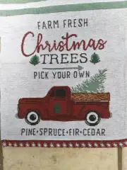 Table Runner Vintage Christmas Red Truck & Trees Taspestry 13 x 68 Tablerunner