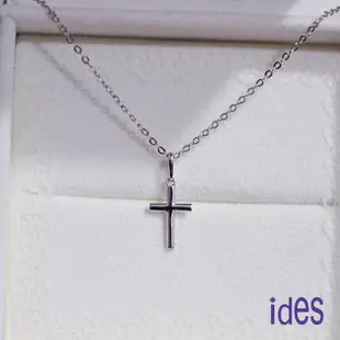 ides愛蒂思鑽石 輕珠寶義大利進口14K白金十字架項鍊鎖骨鍊（16吋-KP754）