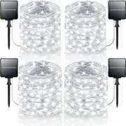 4 Pack 160FT 400 LED Solar String Lights,Waterproof Solar Fairy Lights with 8 Lighting Modes,Solar Outdoor Lights (Daylight White)
