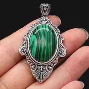 Natural Stone Pendants Silver Lapis Lazuli Turquoises for Vintage Jewelry Making Necklace Earrings Crafts,Malachite