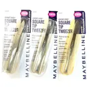 3X Maybelline Expert Eyes Square Tip Tweezer 320SQT yellowed packaging file good