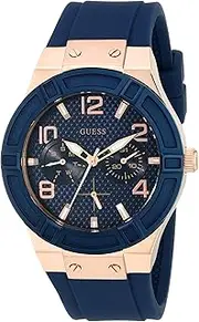 [GUESS] Women Stainless Steel Quartz Watch with Silicone Strap