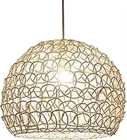 TONFON Farmhouse Wicker Chandelier Kitchen Island Rattan Ball Woven Pendant Light Wicker Restaurant Foyer Ceiling Light Fixture E27 for Dining Room Bedroom Hallway Bar Living Room (Color : B, Size :
