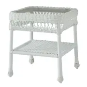 All Weather Wicker New Haven Side Table with Glass - White