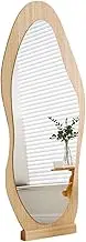 Full Length Mirror with Stand,Oversized Floor Standing Mirror,Shaped Free Standing Mirror,for Bedroom Entry Dressing Room Bedroom(Wood Color,65X170cm)