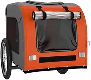 Pet Bike Trailer - Durable Oxford Fabric and Iron Frame with Comfort Features - Orange and Grey - Ideal for Small Pets and Cargo Transport