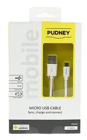 Pudney: USB A Plug To Micro USB Plug 2 Metre - White