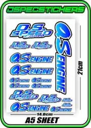O.S ENGINES RC STICKER SHEET REMOTE CONTROL PLANE CAR OS SPEED TUNED B/FAD WHITE