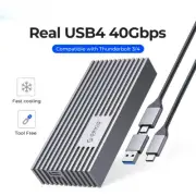 NVMe M.2 SSD Enclosure USB4 40Gbps PCIe3.0x4 10/6Gbps Aluminum M2 External Case