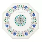 15" Marble side Table Top semi precious stones inlay Handmade Work Home Decor