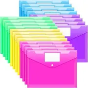 Sooez 20 Pack Folders Plastic Envelopes, Clear 20Pack, Multicolored