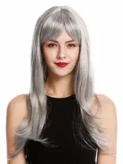 Ladies' Wig Women Long Smooth Fringe Grey Silver-Grey GFW2274-51 Wig
