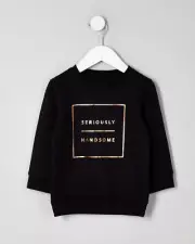 RIVER ISLAND MINI BOYS BLACK SERIOUSLY HANDSOME SWEATER