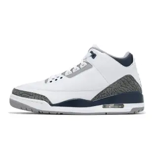 【NIKE 耐吉】休閒鞋 Air Jordan 3 Retro 男鞋 白 灰 午夜藍 爆裂紋 三代 復刻(CT8532-140)