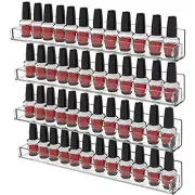 4 Pack Wall Mount Nail Polish Rack Shelf 48 Bottles Display Organizer Wall Ledge