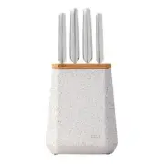 Furi Pro Stone 5pc Knife Block Set Black and White Terrazzo 5 Piece | 41502